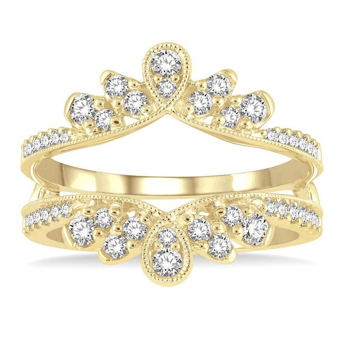 1/2 Ctw Milgrain Twist Round Cut Diamond Insert Ring in 14K Yellow Gold
