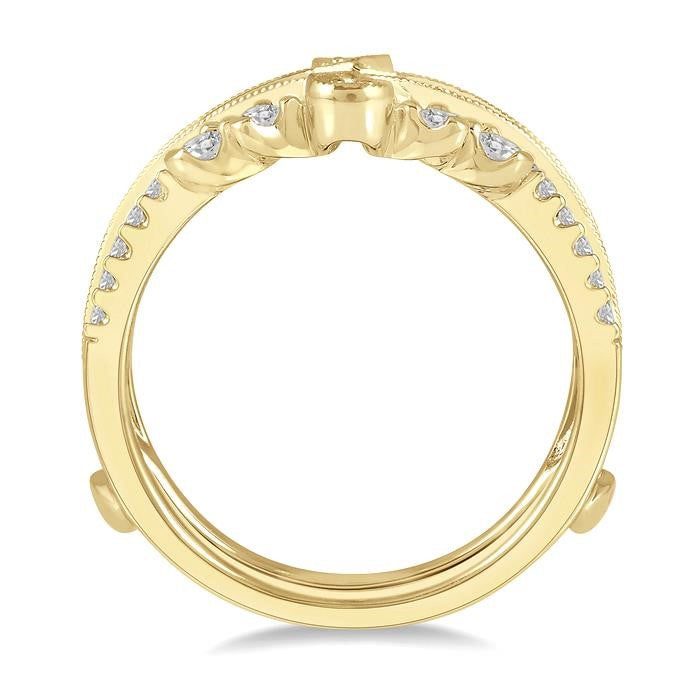 1/2 Ctw Milgrain Twist Round Cut Diamond Insert Ring in 14K Yellow Gold