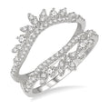 1/2 Ctw Pod Accent Crown Round Cut Diamond Insert Ring in 14K White Gold
