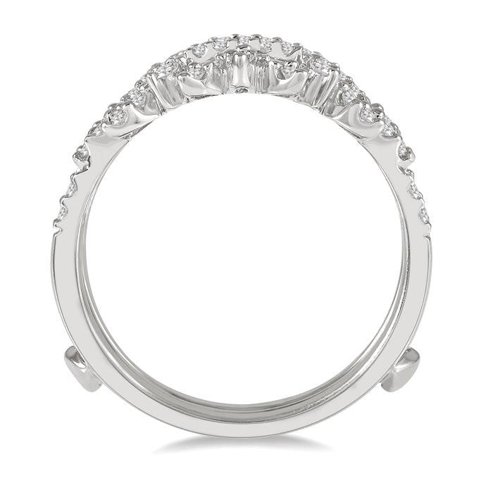 1/2 Ctw Pod Accent Crown Round Cut Diamond Insert Ring in 14K White Gold