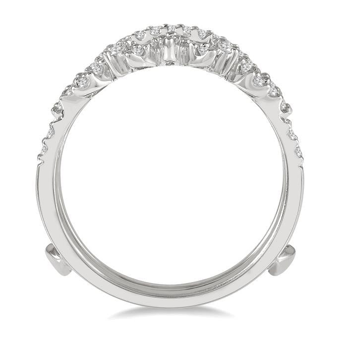 1/2 Ctw Pod Accent Crown Round Cut Diamond Insert Ring in 14K White Gold