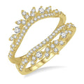 1/2 Ctw Pod Accent Crown Round Cut Diamond Insert Ring in 14K Yellow Gold