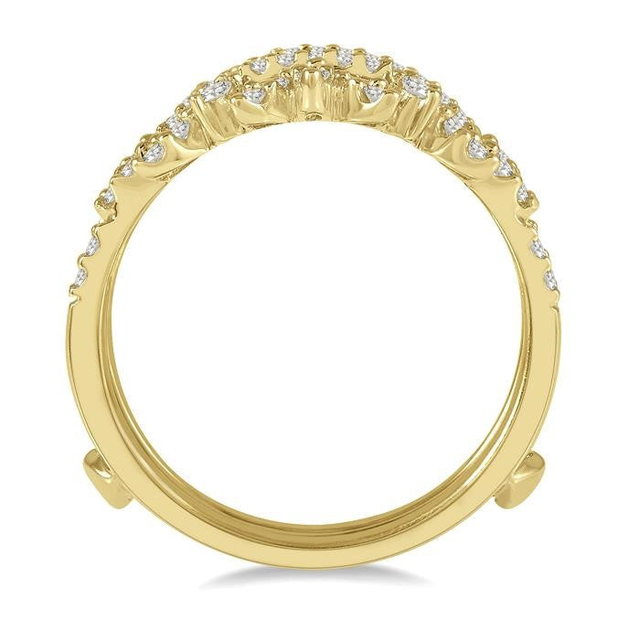 1/2 Ctw Pod Accent Crown Round Cut Diamond Insert Ring in 14K Yellow Gold