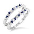 1.45 MM Sapphire and 1/6 Ctw Round Cut Diamond Precious Insert Ring in 14K White Gold