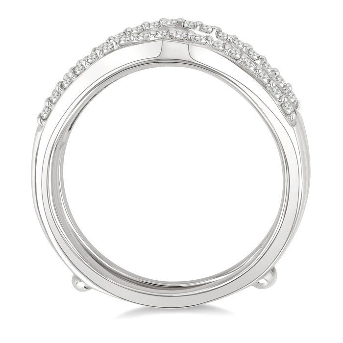 1 1/10 Ctw Baguette and Round Cut Diamond Insert Ring in 14K White Gold