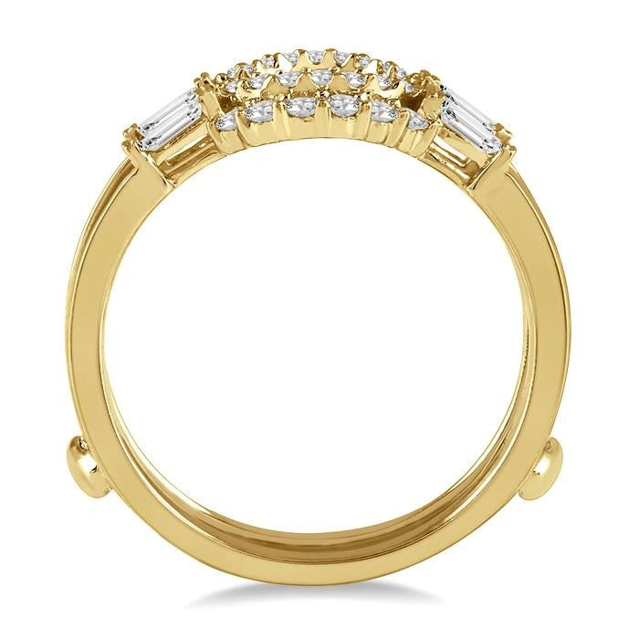 1/2 Ctw Double Arch Baguette and Round Cut Diamond Insert Ring in 14K Yellow Gold