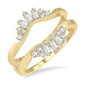 1/2 Ctw Curved Center Baguette Tower and Round Cut Diamond Insert Ring in 14K Yellow Gold