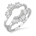 5/8 Ctw Arched Baguette and Round Cut Diamond Insert Ring in 14K White Gold