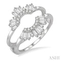 5/8 Ctw Arched Baguette and Round Cut Diamond Insert Ring in 14K White Gold