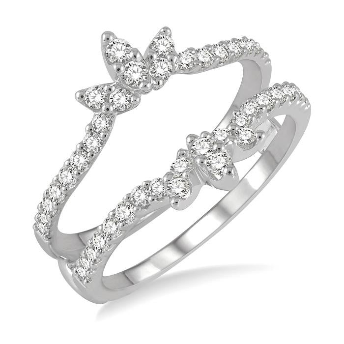 1/2 Ctw Lotus Center Round Cut Diamond Insert Ring in 14K White Gold