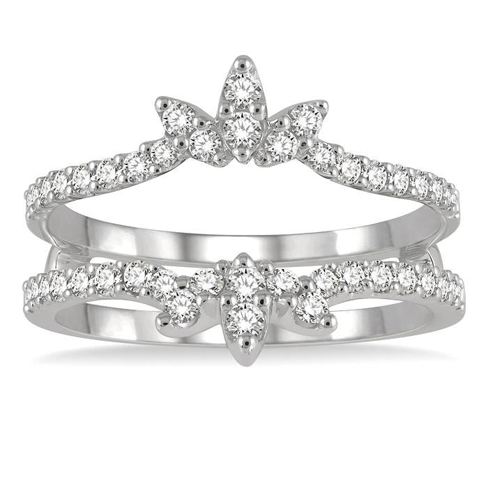 1/2 Ctw Lotus Center Round Cut Diamond Insert Ring in 14K White Gold
