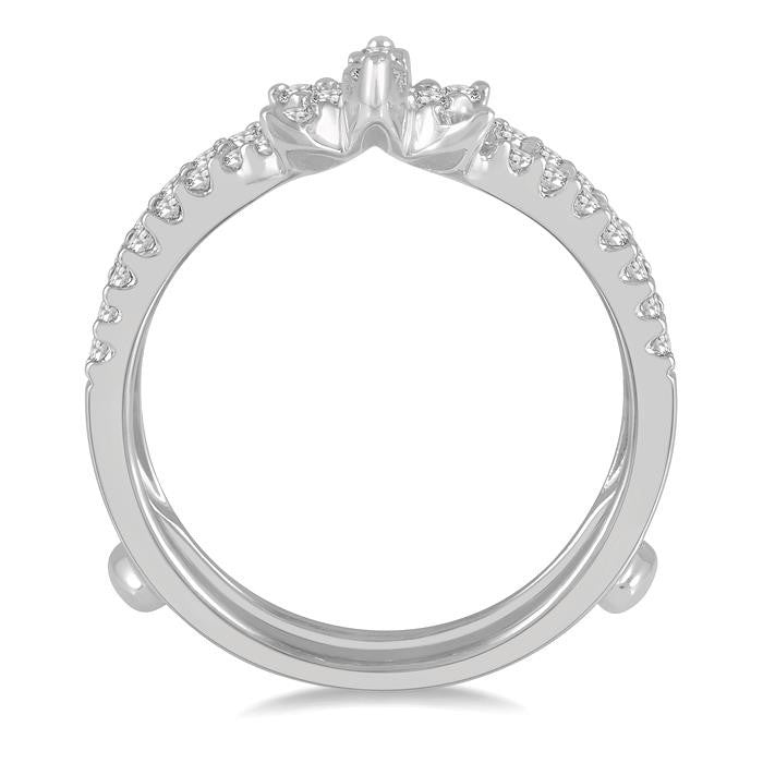 1/2 Ctw Lotus Center Round Cut Diamond Insert Ring in 14K White Gold