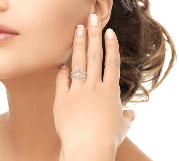 1/2 Ctw Lotus Center Round Cut Diamond Insert Ring in 14K White Gold
