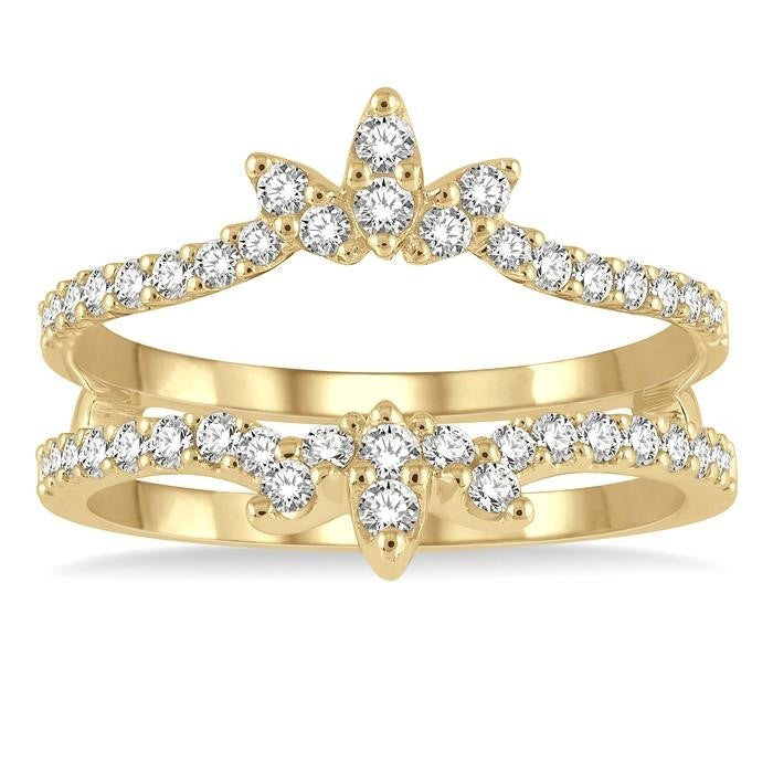 1/2 Ctw Lotus Center Round Cut Diamond Insert Ring in 14K Yellow Gold