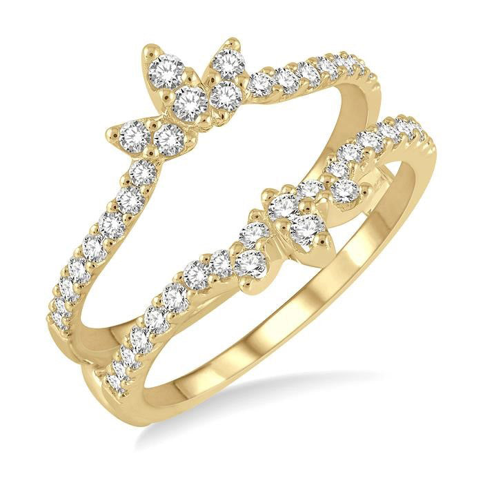 1/2 Ctw Lotus Center Round Cut Diamond Insert Ring in 14K Yellow Gold