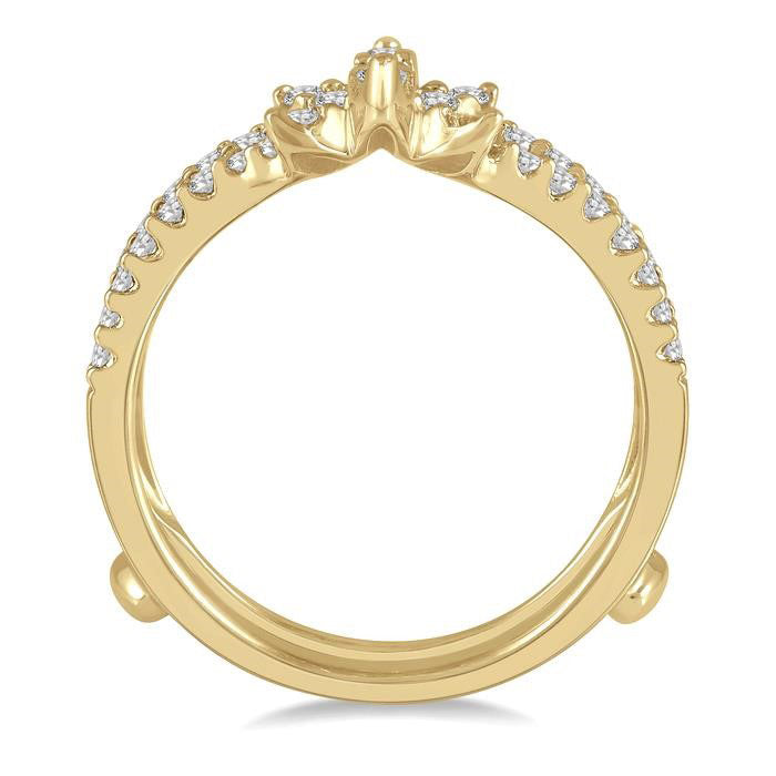 1/2 Ctw Lotus Center Round Cut Diamond Insert Ring in 14K Yellow Gold