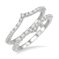 1/3 Ctw Chevron Baguette and Round Cut Diamond Insert Ring in 14K White Gold