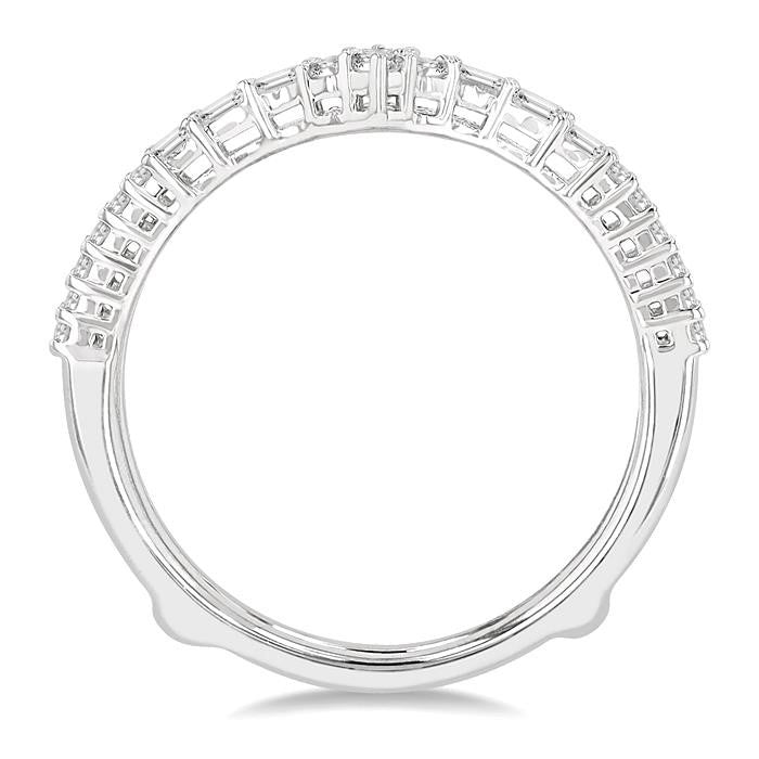 1/3 Ctw Chevron Baguette and Round Cut Diamond Insert Ring in 14K White Gold