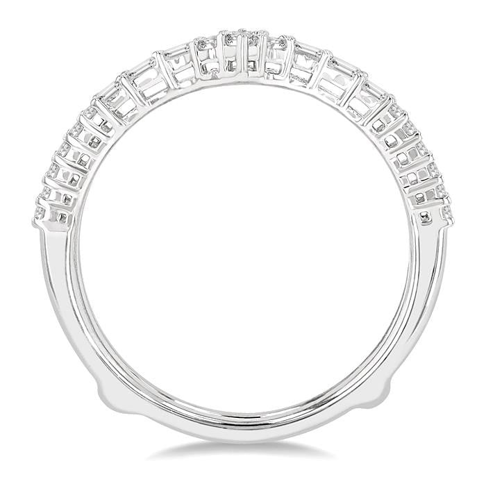 1/3 Ctw Chevron Baguette and Round Cut Diamond Insert Ring in 14K White Gold