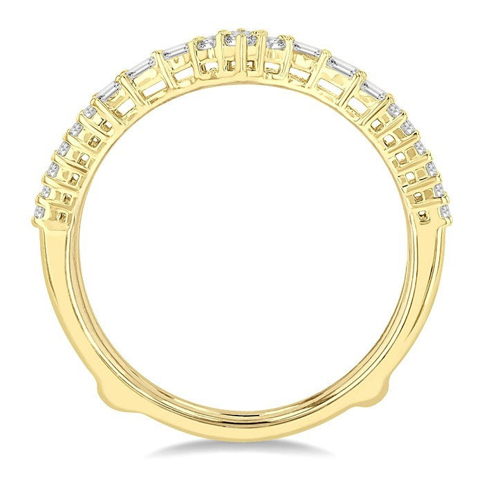 1/3 Ctw Baguette and Round Cut Diamond Chevron Insert Ring in 14K Yellow Gold