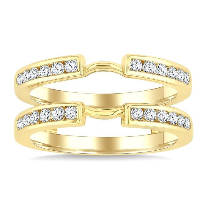 1/2 Ctw Channel Set Round Cut Diamond Insert Ring in 14K Yellow Gold