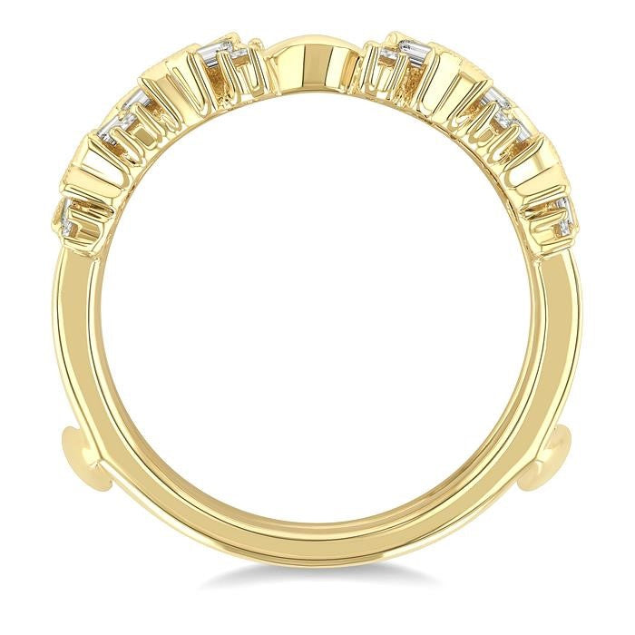 3/4 Ctw Zigzag Baguette and Round Cut Diamond Insert Ring in 14K Yellow Gold