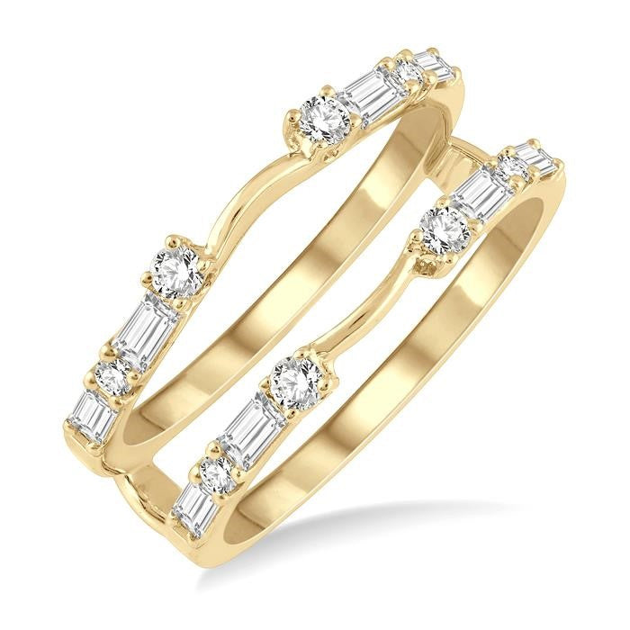 5/8 Ctw Baguette and Round Cut Diamond Insert Ring in 14K Yellow Gold