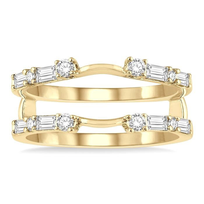 5/8 Ctw Baguette and Round Cut Diamond Insert Ring in 14K Yellow Gold
