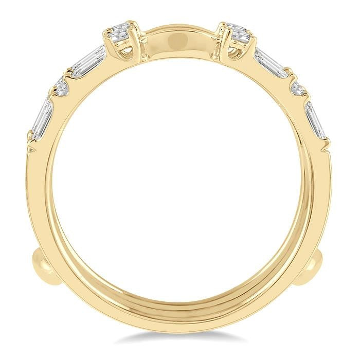 5/8 Ctw Baguette and Round Cut Diamond Insert Ring in 14K Yellow Gold
