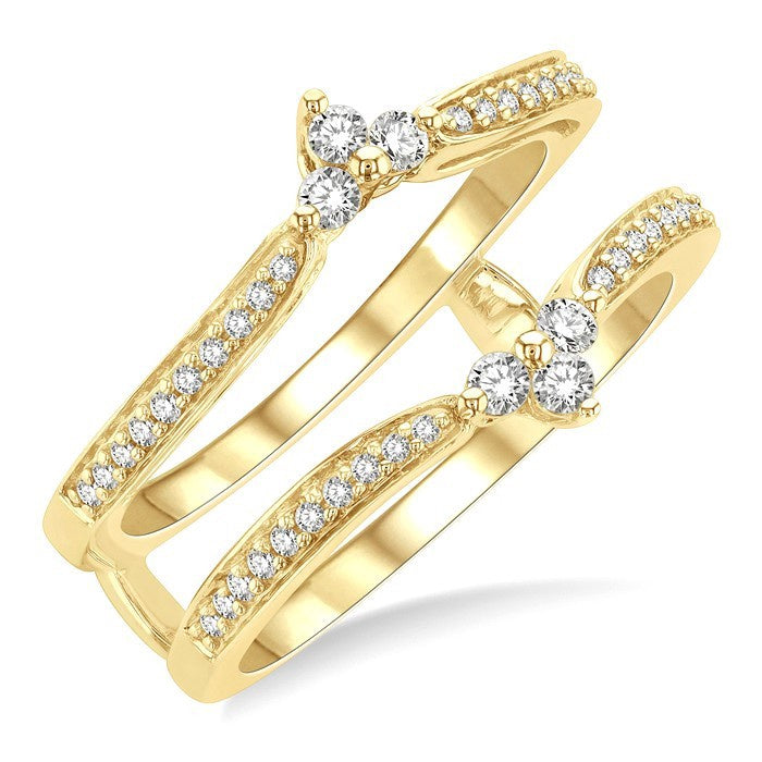 1/3 Ctw Chevron Center Round Cut Diamond Insert Ring in 14K Yellow Gold