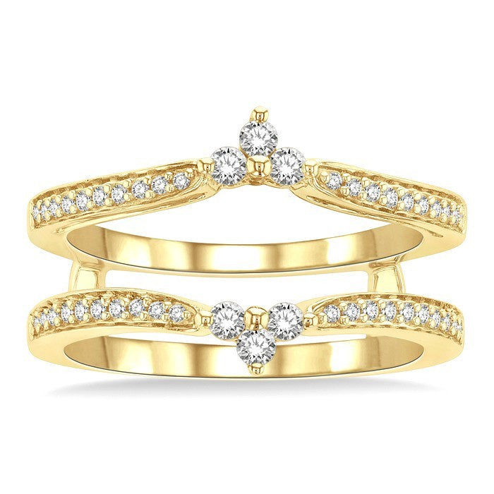 1/3 Ctw Chevron Center Round Cut Diamond Insert Ring in 14K Yellow Gold
