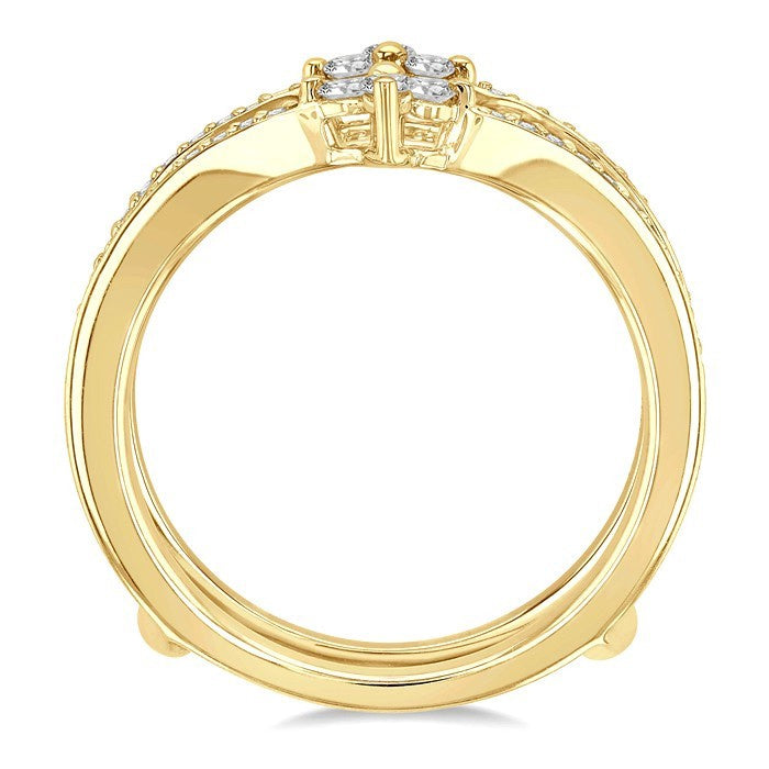 1/3 Ctw Chevron Center Round Cut Diamond Insert Ring in 14K Yellow Gold