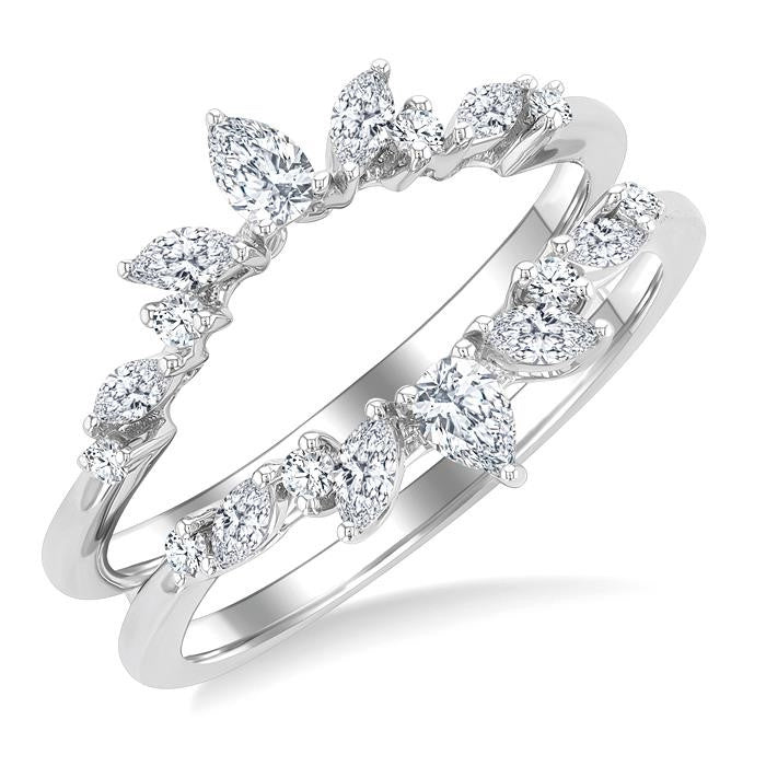 1/2 Ctw Pear, Marquise and Round Cut Diamond Insert Ring in 14K White Gold