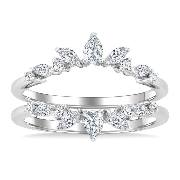 1/2 Ctw Pear, Marquise and Round Cut Diamond Insert Ring in 14K White Gold