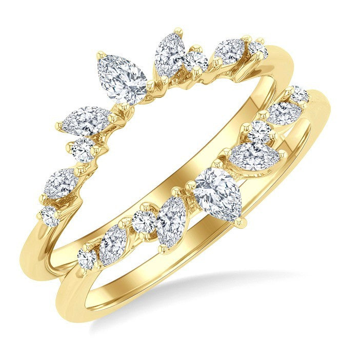 1/2 Ctw Pear, Marquise and Round Cut Diamond Insert Ring in 14K Yellow Gold