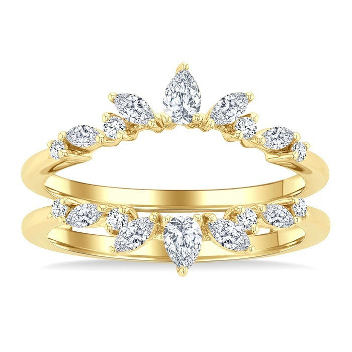 1/2 Ctw Pear, Marquise and Round Cut Diamond Insert Ring in 14K Yellow Gold