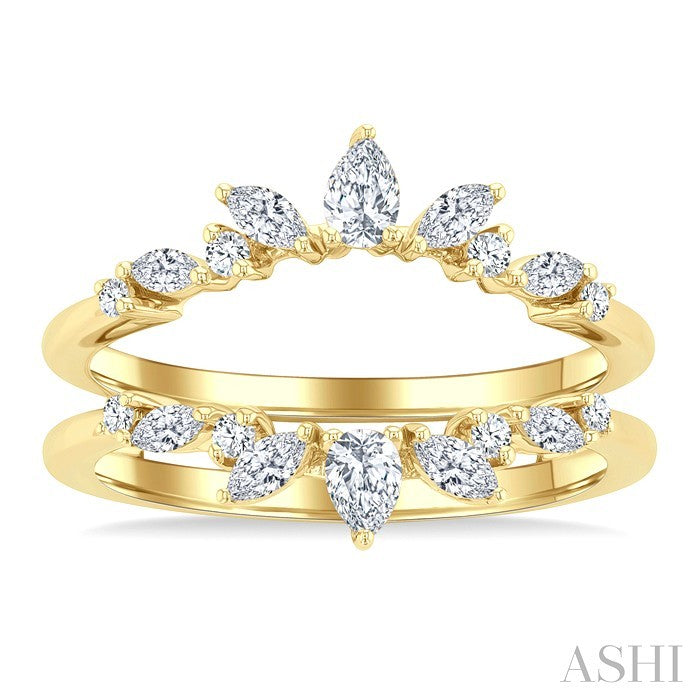 1/2 Ctw Pear, Marquise and Round Cut Diamond Insert Ring in 14K Yellow Gold