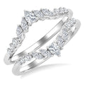 1/2 Ctw Chevron Pear, Marquise and Round Cut Diamond Insert Ring in 14K White Gold