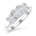 1/2 Ctw Past, Present & Future Baguette and Round Cut Diamond Fusion Fashion Ring in 14K White Gold