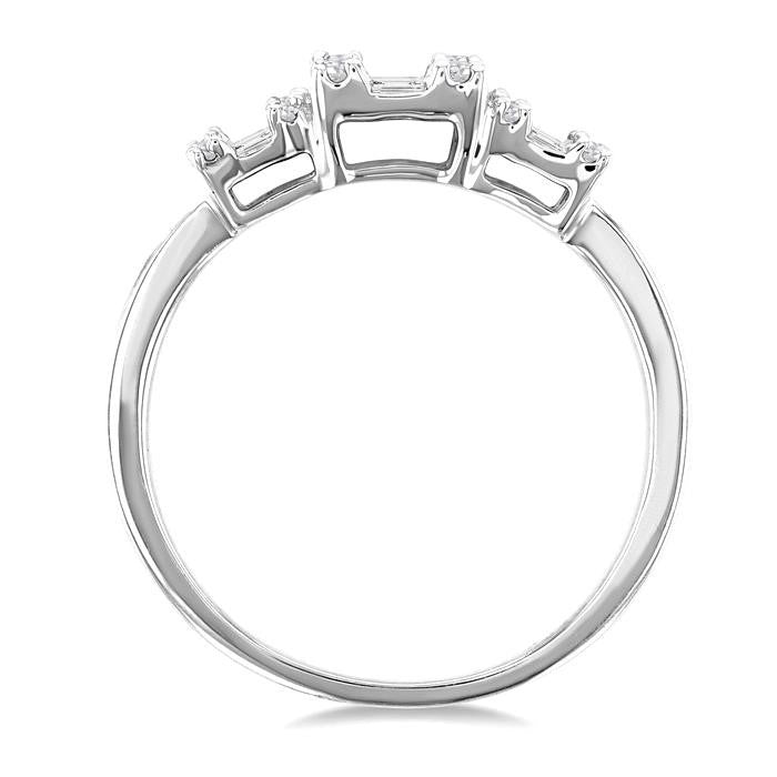 1/2 Ctw Past, Present & Future Baguette and Round Cut Diamond Fusion Fashion Ring in 14K White Gold