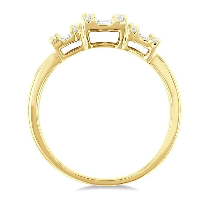 1/2 Ctw Past, Present & Future Baguette and Round Cut Diamond Fusion Fashion Ring in 14K Yellow Gold
