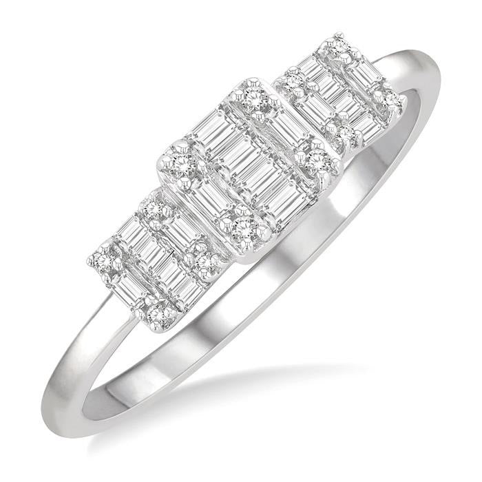 Princess Shape Past Present & Future Fusion Diamond Engagement Ring
