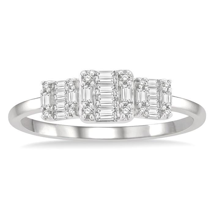 Princess Shape Past Present & Future Fusion Diamond Engagement Ring