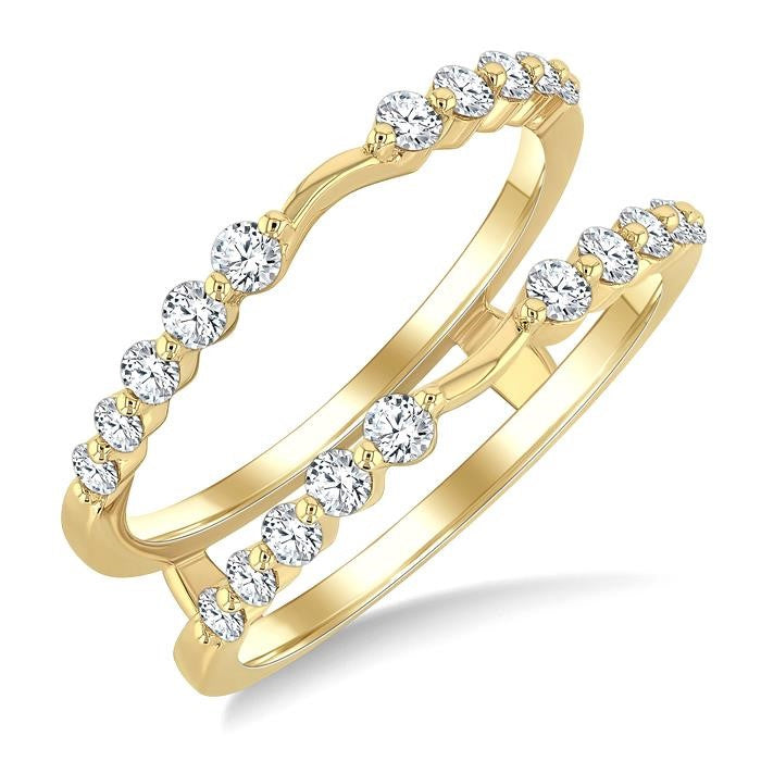 1/2 Ctw Graduated Prong Set Round Cut Diamond Insert Ring in 14K Yellow Gold