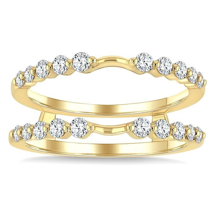 1/2 Ctw Graduated Prong Set Round Cut Diamond Insert Ring in 14K Yellow Gold