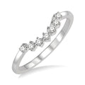 1/6 Ctw Vintage Circular Mount Curved Center Round Cut Diamond Wedding Band in 14K White Gold