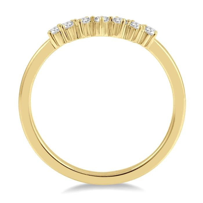 1/6 Ctw Vintage Circular Mount Curved Center Round Cut Diamond Wedding Band in 14K Yellow Gold