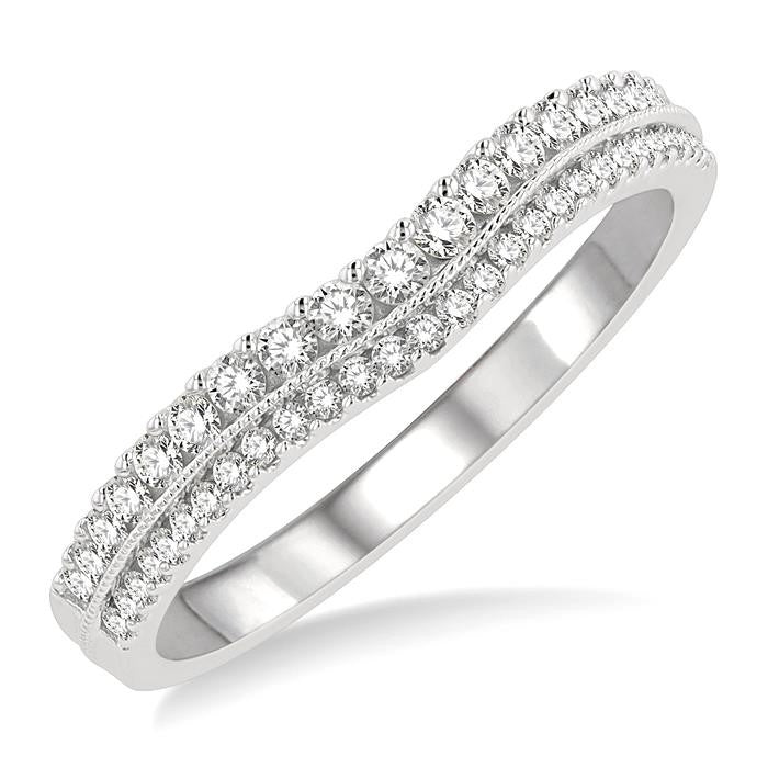 1/3 Ctw Twin Row Round Cut Diamond Wedding Band in 14K White Gold