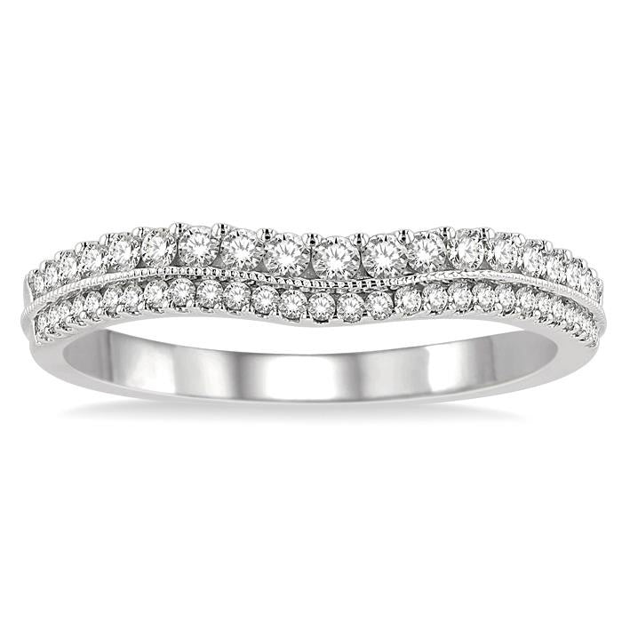 1/3 Ctw Twin Row Round Cut Diamond Wedding Band in 14K White Gold