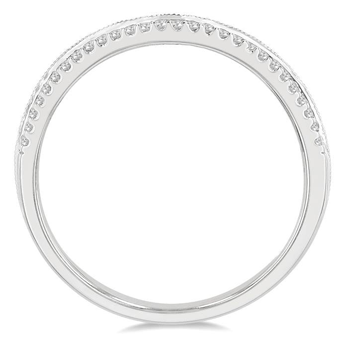 1/3 Ctw Twin Row Round Cut Diamond Wedding Band in 14K White Gold
